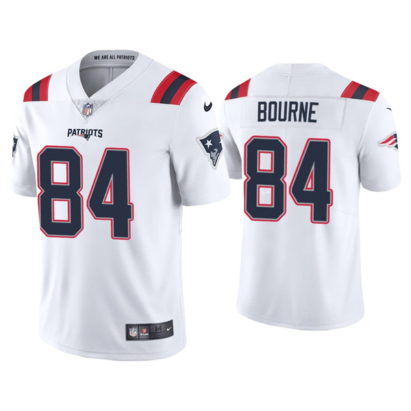 Men's New England Patriots #84 Kendrick Bourne 2021 White Vapor Untouchable Limited Stitched NFL Jersey Men's New England Patriots #84 Kendrick Bourne 2021 White Vapor Untouchable Limited Stitched NFL Jersey